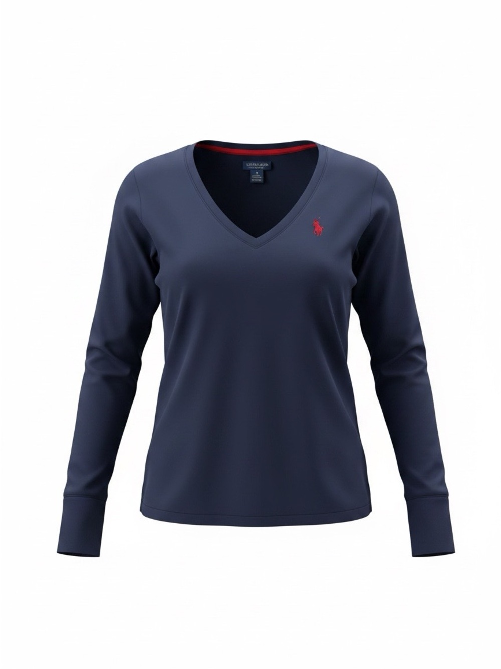 U.S. Polo Assn. Navy V-Neck Long Sleeve Top with Red Logo